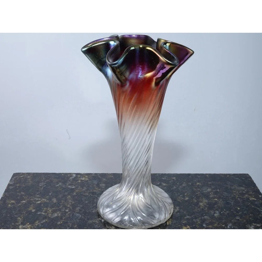 c1910 Rindskopf Pepita Boheian Iridescent Art glass vase